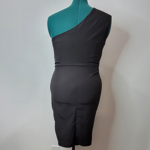 NWOT One-Shoulder Little Black Pencil Dress - Picture 3 of 6